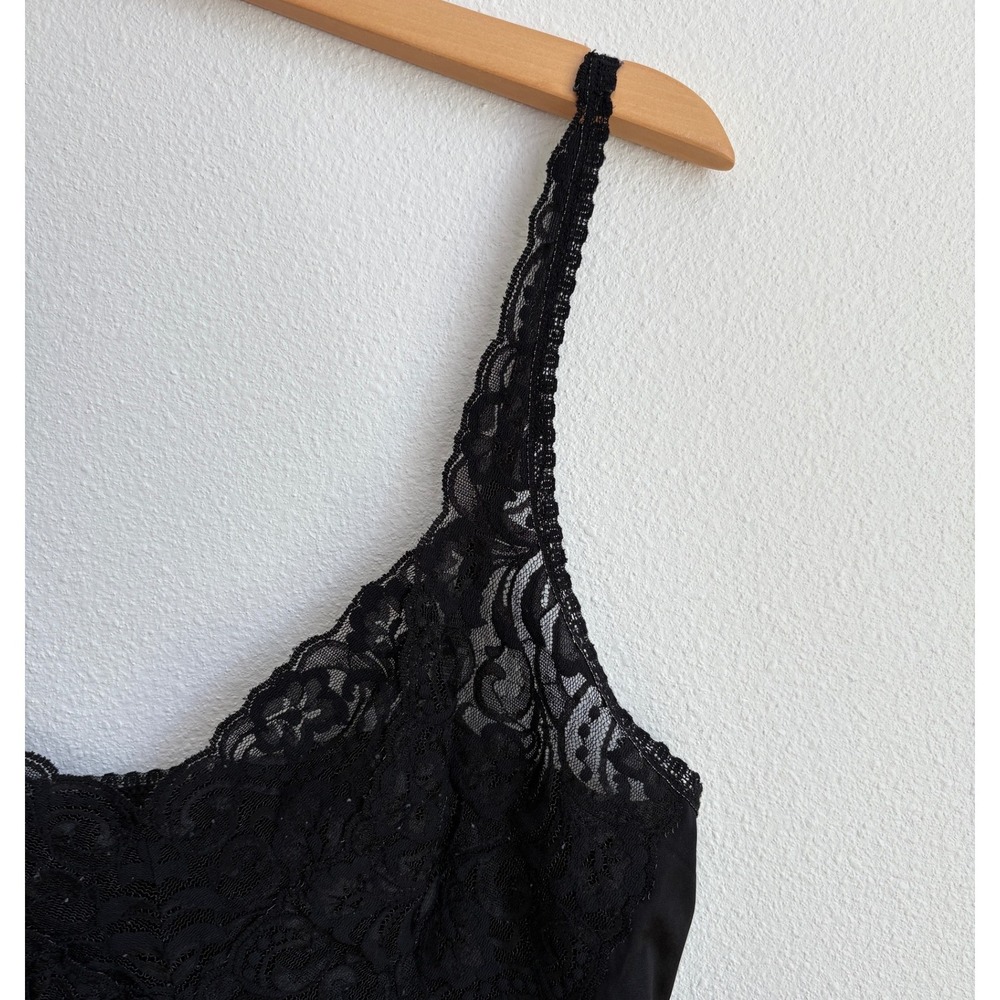 Vintage Vanity Fair Black Lace Camisole Tank Top Adjustable Straps Size 34